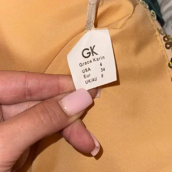 Grace Karin Gold Sequin Strapless Evening Gown | Sparkly Formal Party Dress - Picture 5 of 7